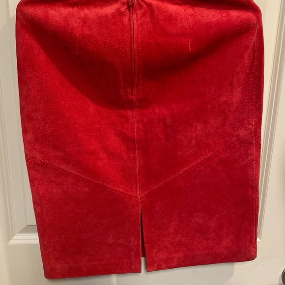 Leather Suede Red Mini Skirt SZ 4 International Rinzi Collection Vintage 1980's - Picture 6 of 7